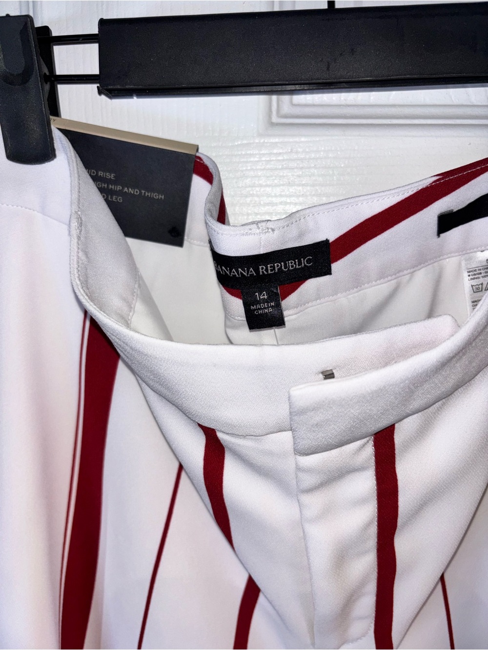 Banana Republic White Pants with Burgundy Vertical Stripes - Picture 8 of 13